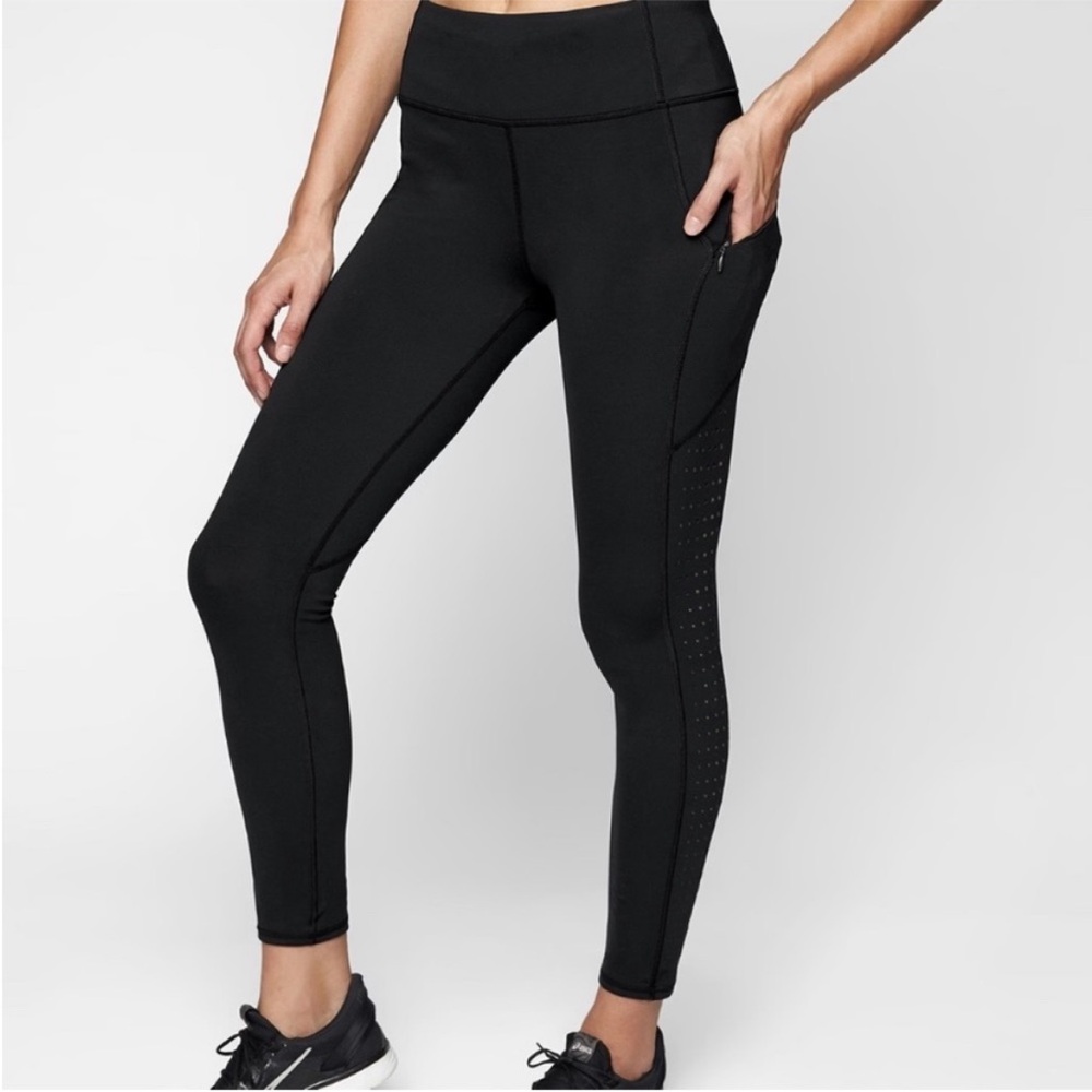 Athleta Black Leg Cutout Cropped Leggings Size XS
